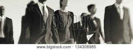 Business People Rush Hour Commuter Walking Concept