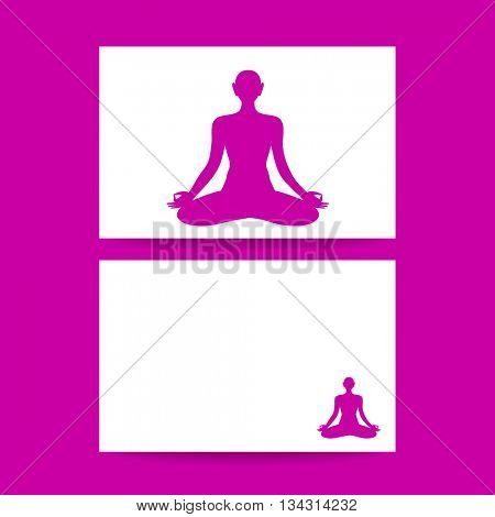 Yoga Lotus. Concept business card design for  yoga center, spa and itc. Yoga, Health Care, Beauty, Spa, Relax, Meditation, Nirvana concept symbol. Vector graphic illustration.