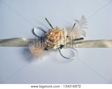 Rose and pearl wedding bracelet nature with isolated white background