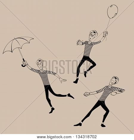 A set of Mimes performing a pantomime