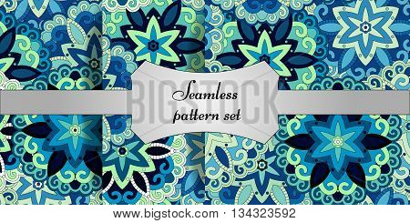 Mandala Seamless Patterns Set. Islam, Arabic, Indian, Ottoman Motifs.