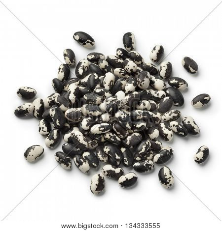 Heap of dried Vaquero beans on white background 