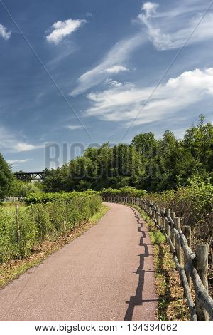 The bicycle path of the Lambro river in Brianza (Lombardy Italy) at spring