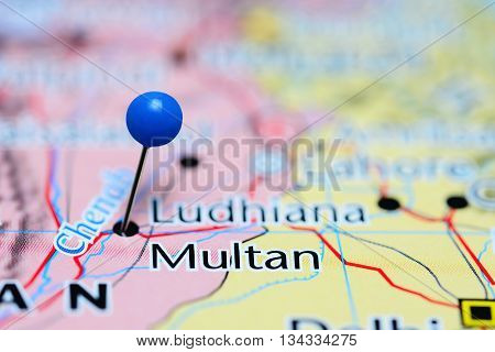 Multan pinned on a map of Pakistan