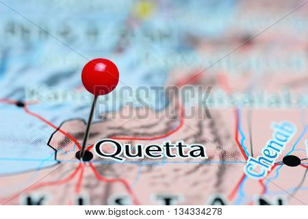 Quetta pinned on a map of Pakistan