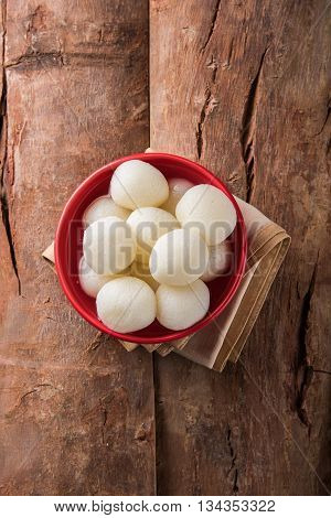 Bangladesh or india's favourite sweet rasgulla or rosogulla,  bengal sweets, made of milk / khoya, sweet meets