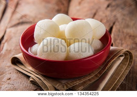 Bangladesh or india's favourite sweet rasgulla or rosogulla,  bengal sweets, made of milk / khoya, sweet meets