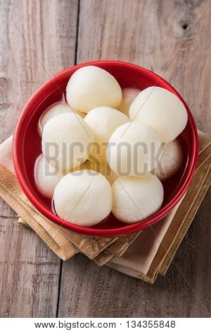 Bangladesh or india's favourite sweet rasgulla or rosogulla,  bengal sweets, made of milk / khoya, sweet meets