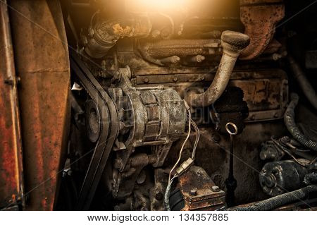 engine machine of tracter background and texture