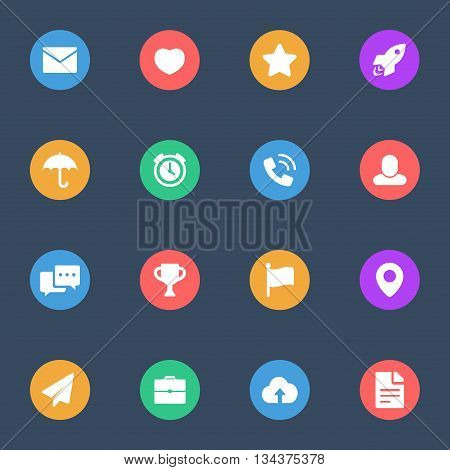 Different flat icons vector set of 16