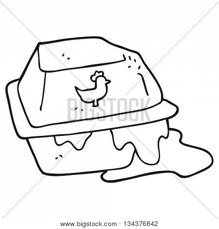 freehand drawn black and white cartoon greasy takeout