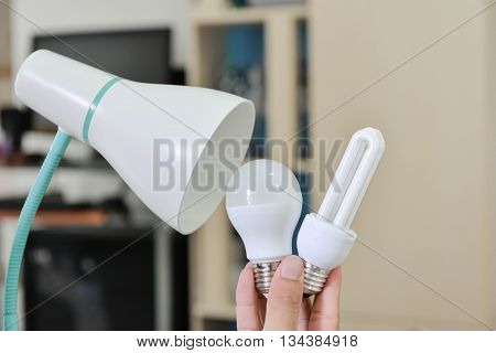 LED Bulb - Selection the bulb to use with lamp changing the bulb to LED bulb to install in lamp for saving the energy concept for how to select the bulb