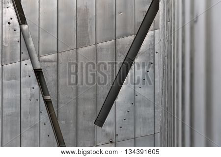 July 2015 - The Jewish Museum Berlin Berlin Germany: Facade detail. It is designed by architect Daniel Libeskind.