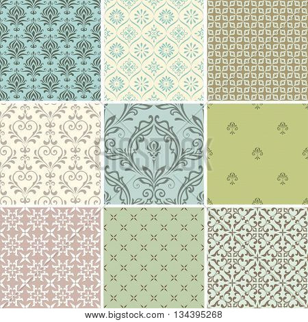 A set of seamless patterns. Good for wrapping paper and fabric design.