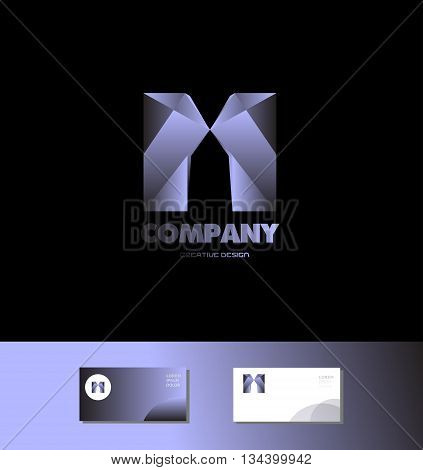 Vector company logo icon element template alphabet letter m blue metal bluish games media advertising