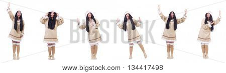 Eskimo woman isolated on the white