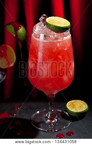 Zombie Cocktail - Dark and Light Rums, 151-proof Rum and Various Syrup, Grenadine, Grapefruit Juice, Lime Juice, Absinth and Cane Sugar