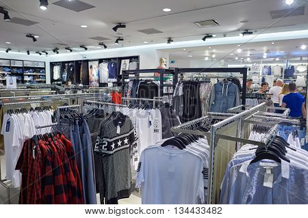 SAINT PETERSBURG, RUSSIA - CIRCA JULY, 2015: inside the store in Galeria shopping center. Galeria is major shopping and entertainment center is located in downtown of St. Petersburg