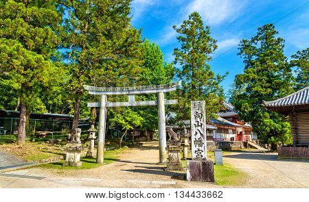 View of Tamukeyama Hachimangu Shrine in Nara, Japan