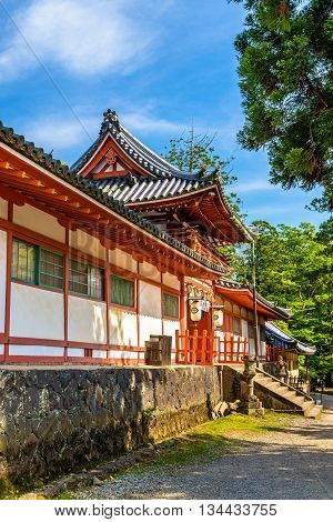 View of Tamukeyama Hachimangu Shrine in Nara, Japan