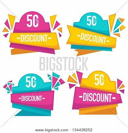 bright and glossy discount tags and banners vector collection