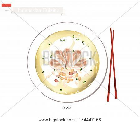 Indonesian Cuisine Traditional Chicken Soup with Meat. One of The Most Famous Dish in Indonesia.
