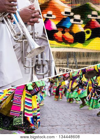 Collage Of Peru Traditional Culture Images - Travel Background (my Photos)