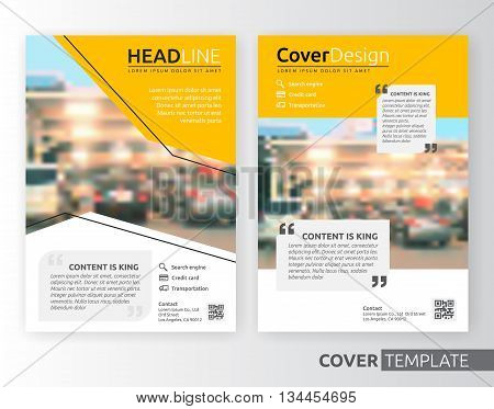 Abstract business and corporate cover design layout. Suitable for flyer brochure book cover leaflet and annual report. Yellow and white color A4 size template background with bleed. Vector illustration