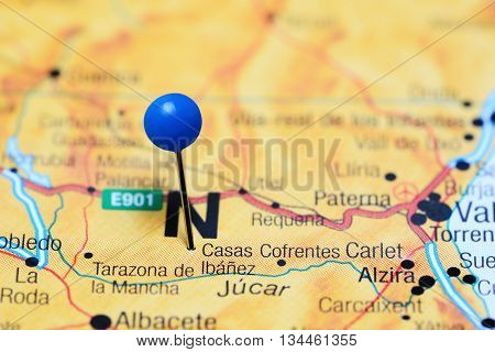Casas Ibanez pinned on a map of Spain