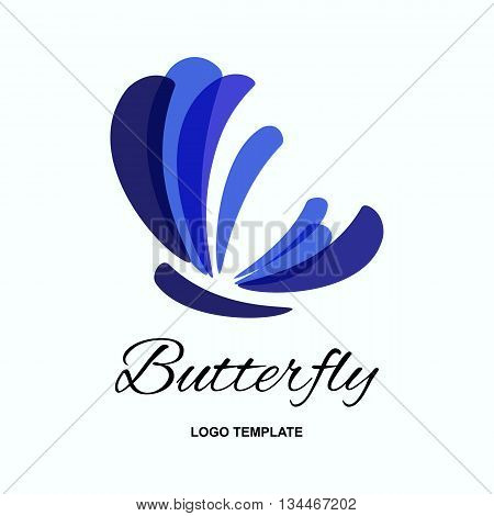 Butterfly logo design template for Beauty Salon SPA business decoration. Moth blue symbol isolated