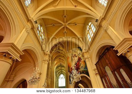 Triel sur Seine France - april 12 2016 : the gothic and renaissance Saint Martin church