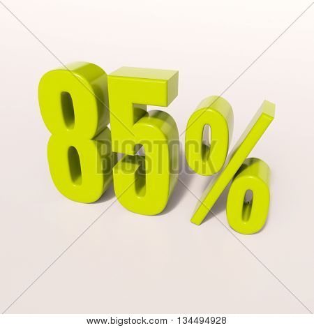 3d render: green 85 percent, percentage discount sign on white, 85%