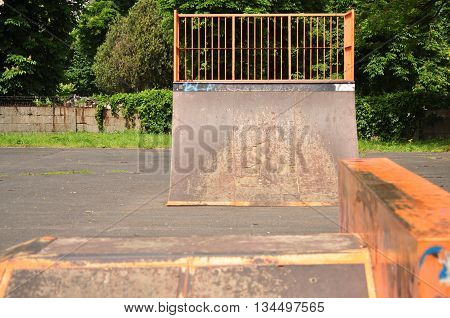 Jumping ramp on the public park for bicycle