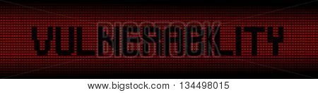 Vulnerability text on red laptops background illustration