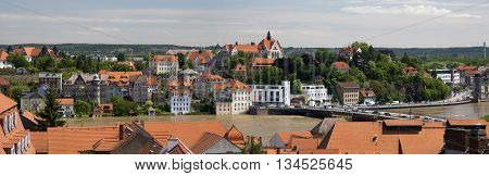 MEISSEN, GERMANY - JUNE 5, 2013:View of the Elbe river, flooded during the floods
