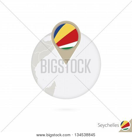 Seychelles Map And Flag In Circle. Map Of Seychelles, Seychelles Flag Pin. Map Of Seychelles In The