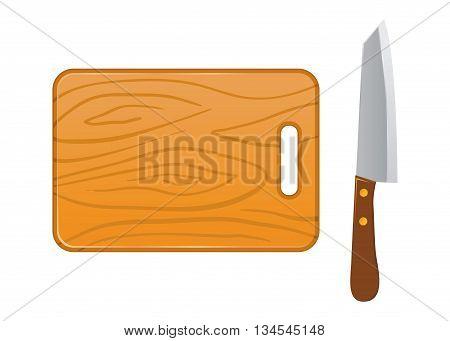 Vector stock of wooden handle knife and wooden cutting board