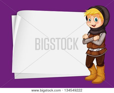 Paper design with hunter from fairytales illustration
