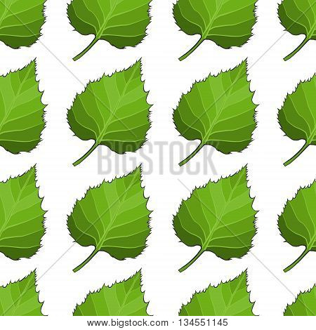 Seamless background of birch leaves. Vector illustration. Seamless pattern