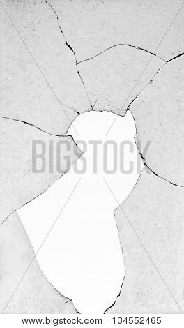Detail of old dirty broken window pane