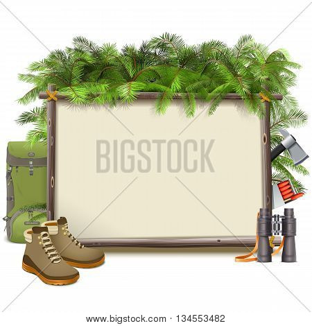 Vector Jungle Camping Frame isolated on white background