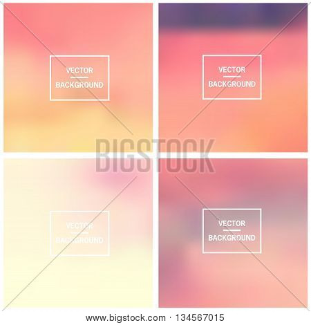 Abstract gradient set colorful blurred vector backgrounds. Vector blur background template.