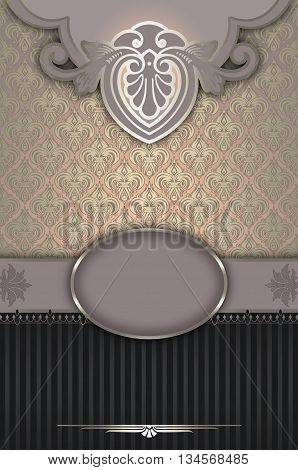 Vintage background with decorative borderframe and old-fashioned floral patterns.