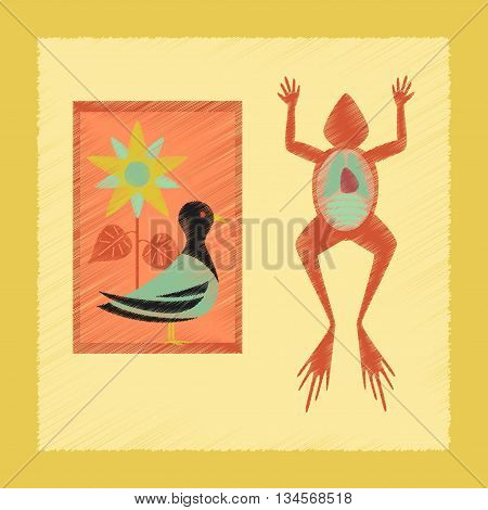 flat shading style icon education Biology frog bird flowers