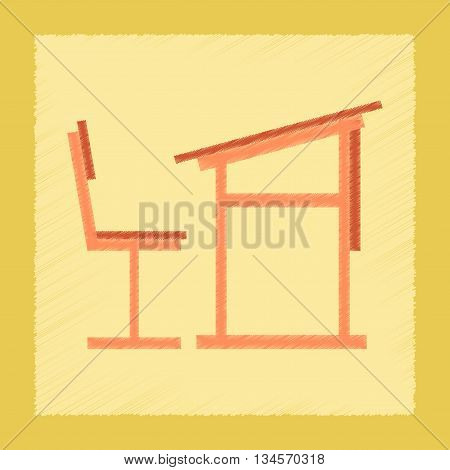 flat shading style icon school wooden desk chair