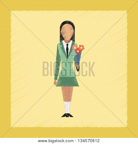 flat shading style icon school schoolgirl flowers