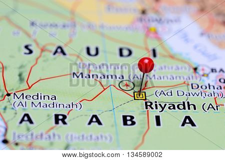 Riyadh pinned on a map of Saudi Arabia