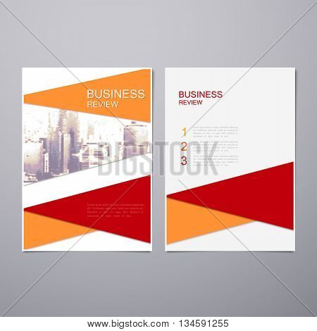 Business Review Leaflet. Brochure or Flyer A4 size template design. Book cover layout design template. Abstract business presentation template with Hong Kong cityline