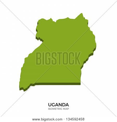 Isometric map of Uganda detailed vector illustration. Isolated 3D isometric country concept for infographic