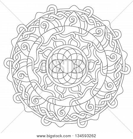 Vector coloring interweaving decoration mandala round ornament